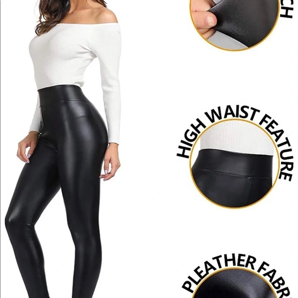 Women’s Faux Leather Skinny Leggings | Black | Size Large